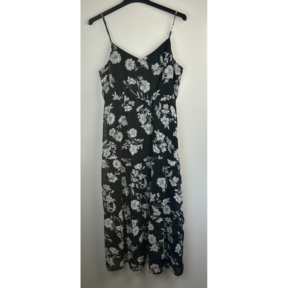 J.Crew Mercantile Floral Tiered Maxi Dress Chiffon J4263 Black & White Size 14 - Picture 2 of 15